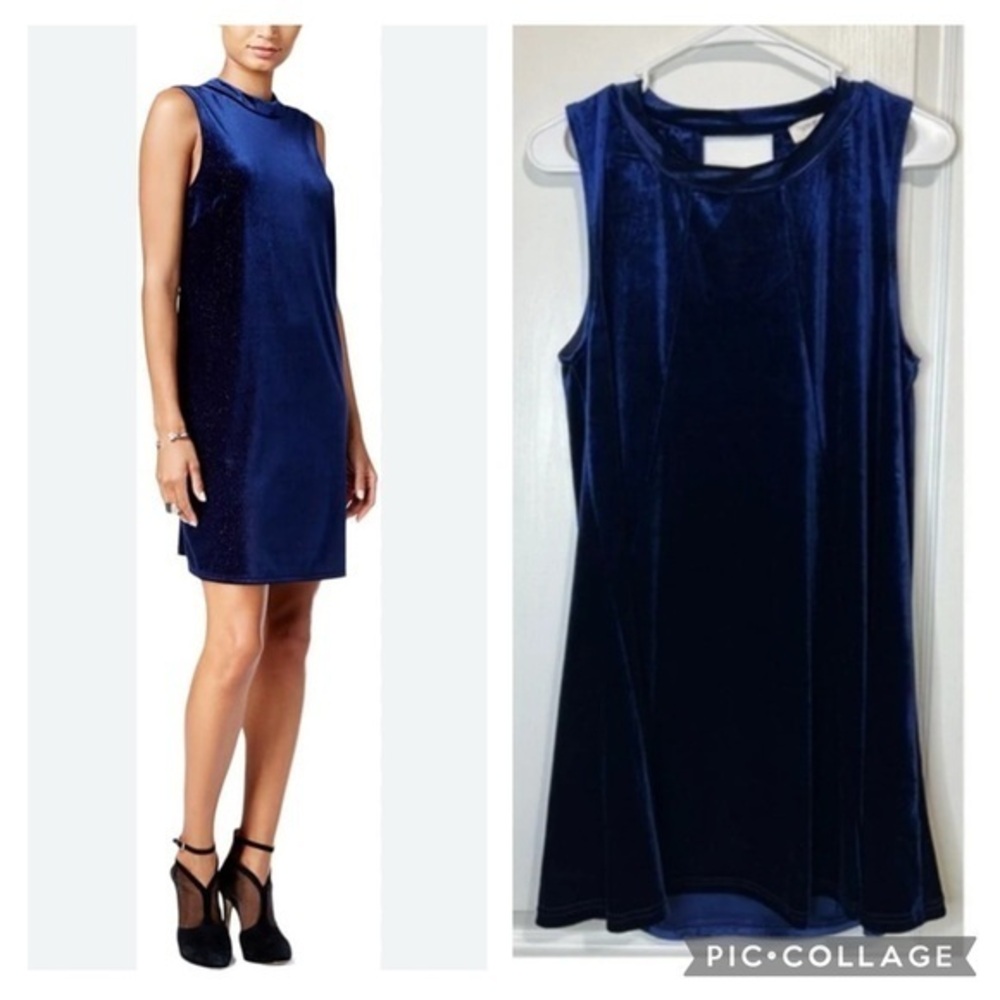 Umgee Electric Blue Brushed Velvet Sleeveless Cutout Party Mini Dress size S